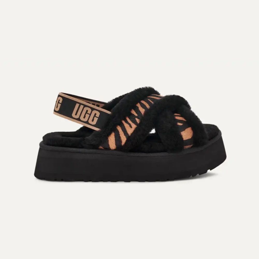 NEW Ugg Women’s Disco Cross Slide Tiger Print Sandals Size 6
